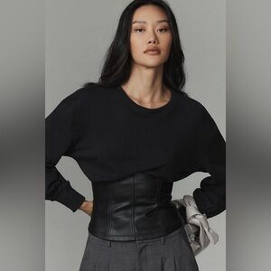 Anthropologie Pilcro Faux Leather Corset Sweatshirt